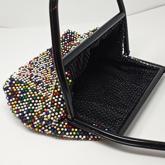 Vintage 1980's Boho Beaded Reversible Retro Handbag - Picture 13 of 14